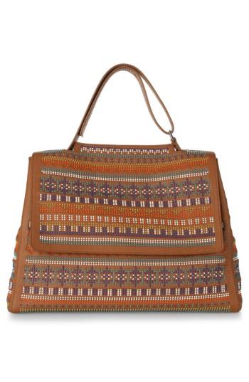 Orciani Studded Leather Convertible Satchel - Brown