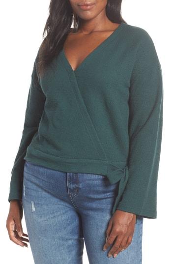 Women's Madewell Texture & Thread Wrap Top - Green