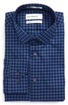 Men's Calibrate Trim Fit Check Dress Shirt 32/33 - Blue