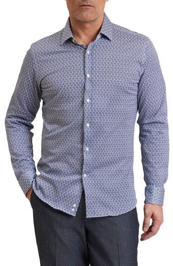 Men's Robert Graham Gibson Regular Fit Guitar Print Sport Shirt - Blue