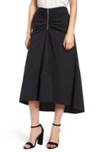 Women's Trouve Ruched Front Midi Skirt, Size - Black