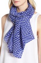 Women's Eileen Fisher Geo Print Organic Cotton Blend Scarf, Size - Blue
