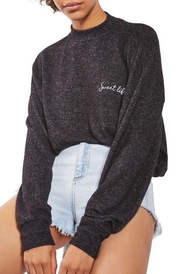 Women's Topshop Sweet Life Batwing Sweatshirt Us (fits Like 0) - Grey