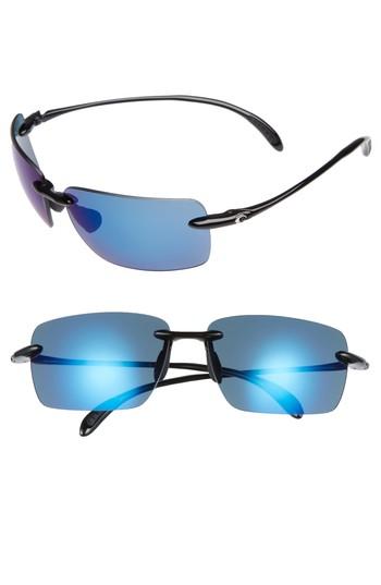 Men's Costa Del Mar Gulfshore Xl 66mm Polarized Sunglasses - Black/ Blue Mirror