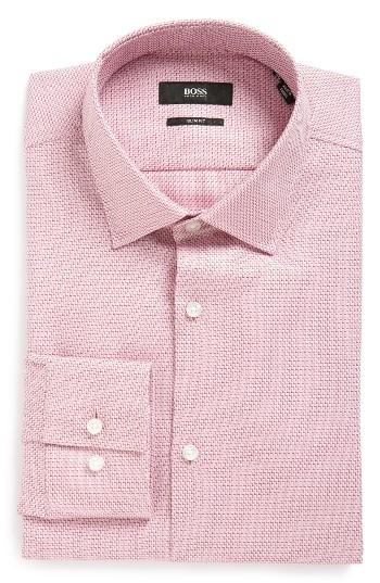Men's Boss Slim Fit Print Dress Shirt .5 - Pink