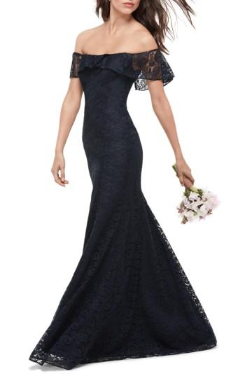 Women's Wtoo Amour Lace Off The Shoulder Gown - Blue