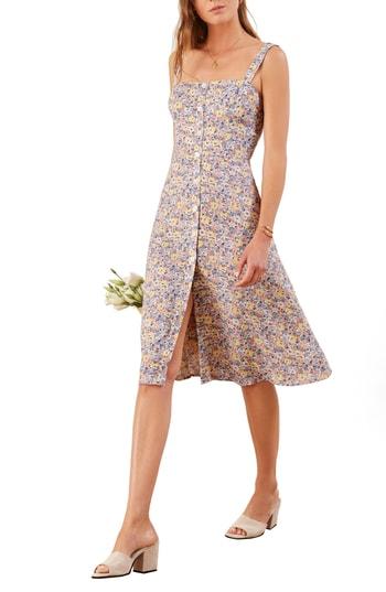 Women's Reformation Persimmon Floral Midi A-line Dress - Purple
