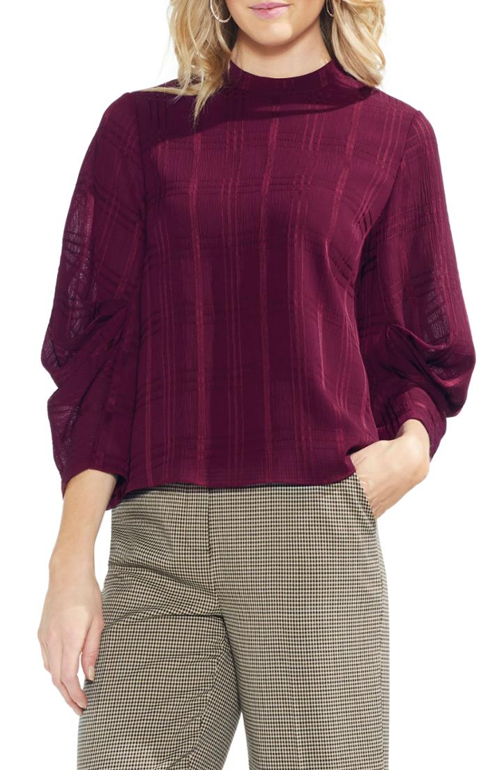 Women's Vince Camuto Plaid Jacquard Top, Size - Red