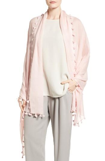 Women's Eileen Fisher Tassel Organic Cotton Wrap, Size - Coral