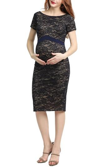 Women's Kimi & Kai Lace Body-con Maternity Dress - Blue