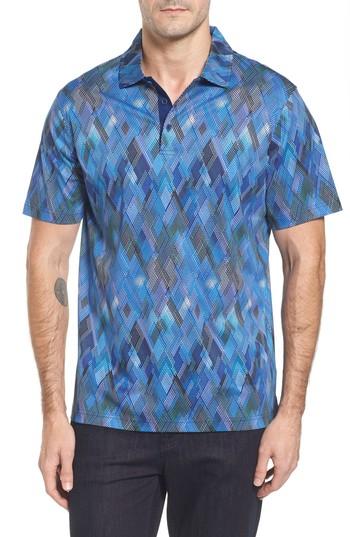 Men's Bugatchi Classic Fit Diamond Grid Polo, Size - Purple