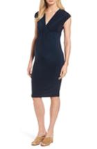 Women's Isabella Oliver 'carla' Knot Front Jersey Maternity Dress - Blue