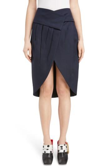 Women's Jacquemus Box Pleat Asymmetrical Wool Skirt Us / 36 Fr - Blue