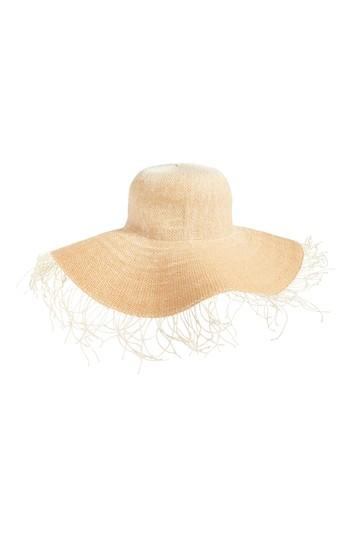 Women's Bp. Fringe Ombre Floppy Straw Hat - Beige