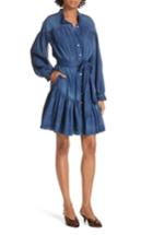 Women's La Vie Rebecca Taylor Tissue Denim Ruffle Minidress - Blue