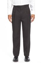 Men's Linea Naturale Washable Pleated Micro Twill Trousers - Black