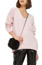 Women's Topshop Exposed Seam Longline Sweater Us (fits Like 0-2) - Pink