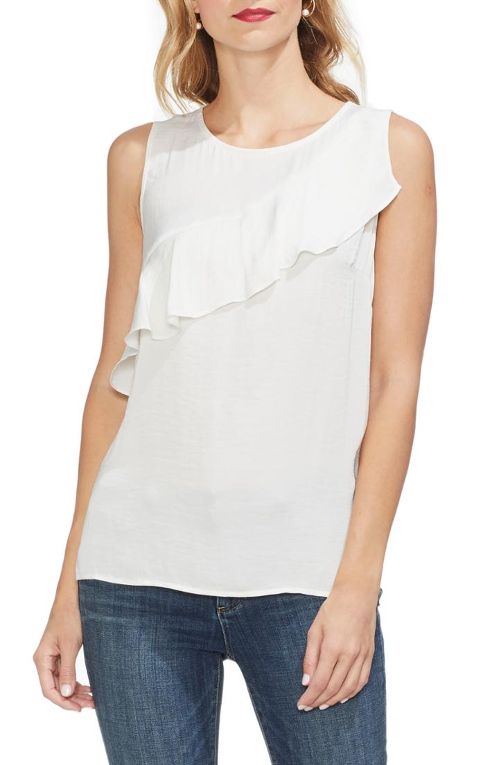 Women's Vince Camuto Ruffle Yoke Sleeveless Blouse - Ivory