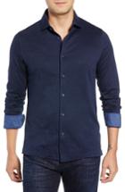Men's Bugatchi Regular Fit Knit Sport Shirt, Size - Blue