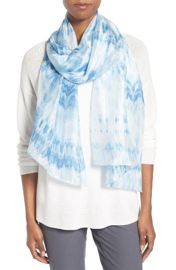 Women's Eileen Fisher Silk Shibori Scarf, Size - Blue