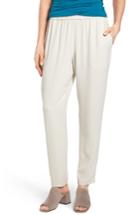 Petite Women's Eileen Fisher Slouchy Silk Crepe Ankle Pants P - Beige
