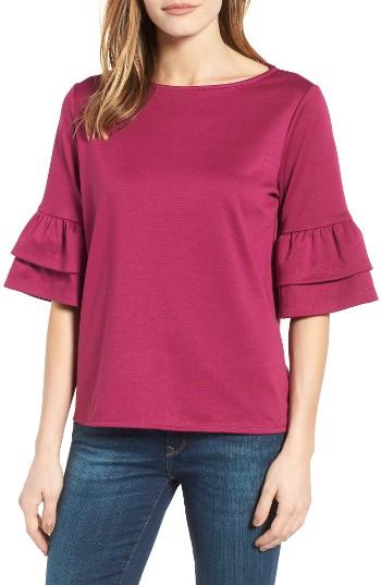 Women's Halogen Ruffle Sleeve Top - Purple