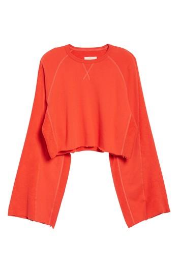 Women's 7 For All Mankind Flare Sleeve Crop Sweatshirt - Orange
