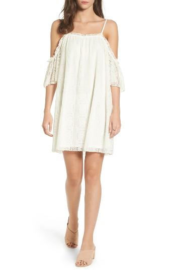 Women's Love, Fire Lace Cold-shoulder Shift Dress - Ivory