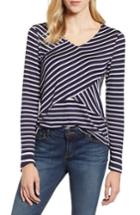 Women's Gibson Cross Front Stripes Top - Blue
