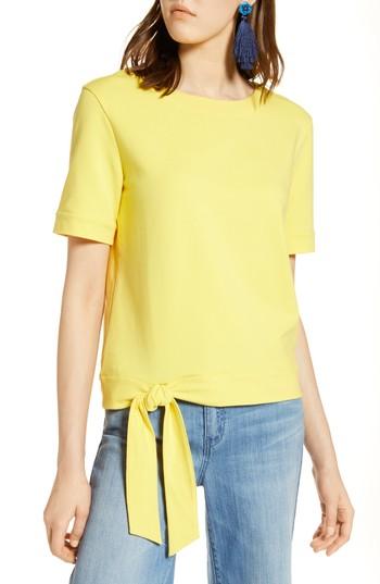 Women's Halogen Side Tie Knit Top - Yellow