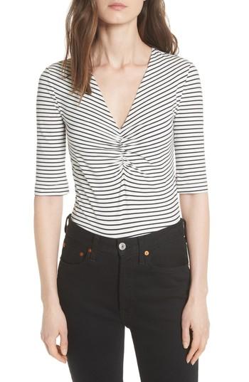 Women's La Vie Rebecca Taylor Stripe Stretch Cotton Top - White