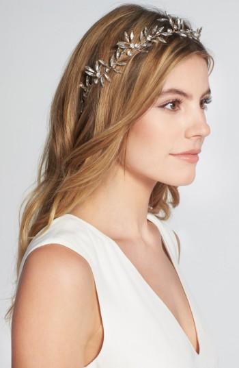 Brides & Hairpins Daphne Crystal Halo & Sash, Size - Metallic