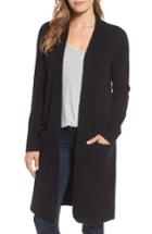 Petite Women's Halogen Open Front Cardigan, Size P - Black