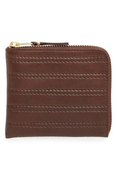 Men's Comme Des Garcons 'embossed Stitch' Leather Half Zip French Wallet -