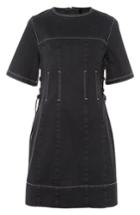 Women's Topshop Boutique Lace-up Denim Dress Us (fits Like 0-2) - Black