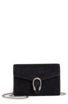 Women's Gucci Dionysus Suede Wallet On A Chain - Black