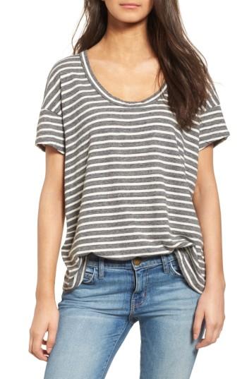 Women's Current/elliott Stripe Slouchy Tee - Grey