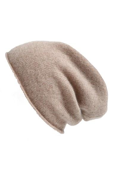 Women's Halogen Slouchy Cashmere Beanie - Beige