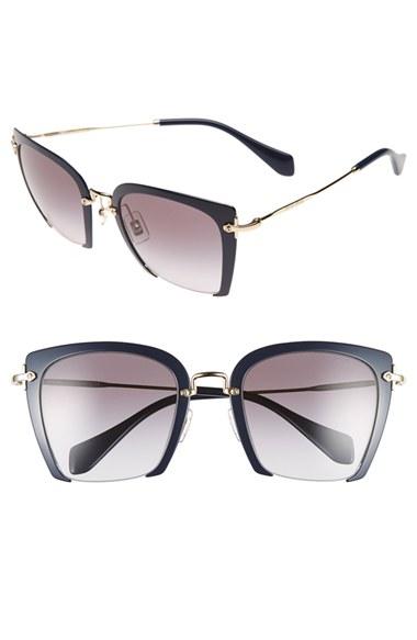 Women's Miu Miu 52mm Semi Rimless Sunglasses - Blue