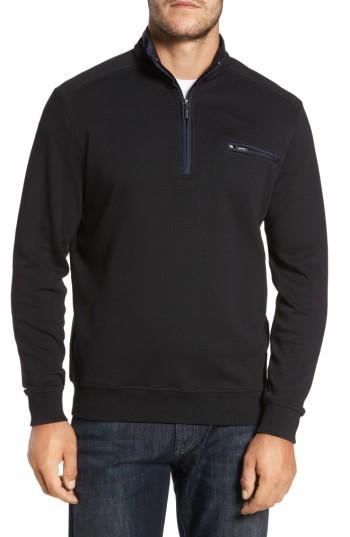 Men's Bugatchi Classic Fit Solid Quarter Zip Pullover - Black