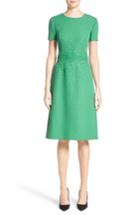 Women's Carolina Herrera Beaded Stretch Wool Dress - Green