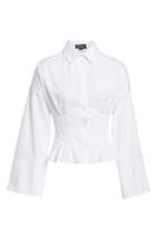 Women's Topshop Tuck Waist Corset Shirt Us (fits Like 10-12) - Ivory