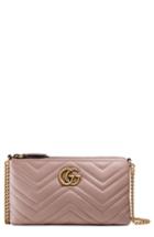 Women's Gucci Petite Marmont Leather Continental Wallet On A Chain - Pink