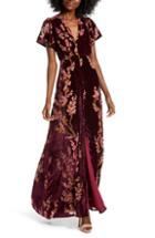 Women's 4si3nna Floral Burnout Velvet Maxi Dress - Burgundy