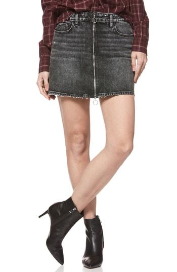 Women's Paige Aideen Zip Front Denim Miniskirt - Grey
