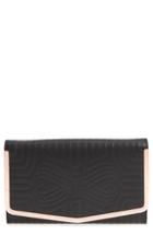 Ted Baker London Jenaa Embossed Bow Leather Clutch - Black