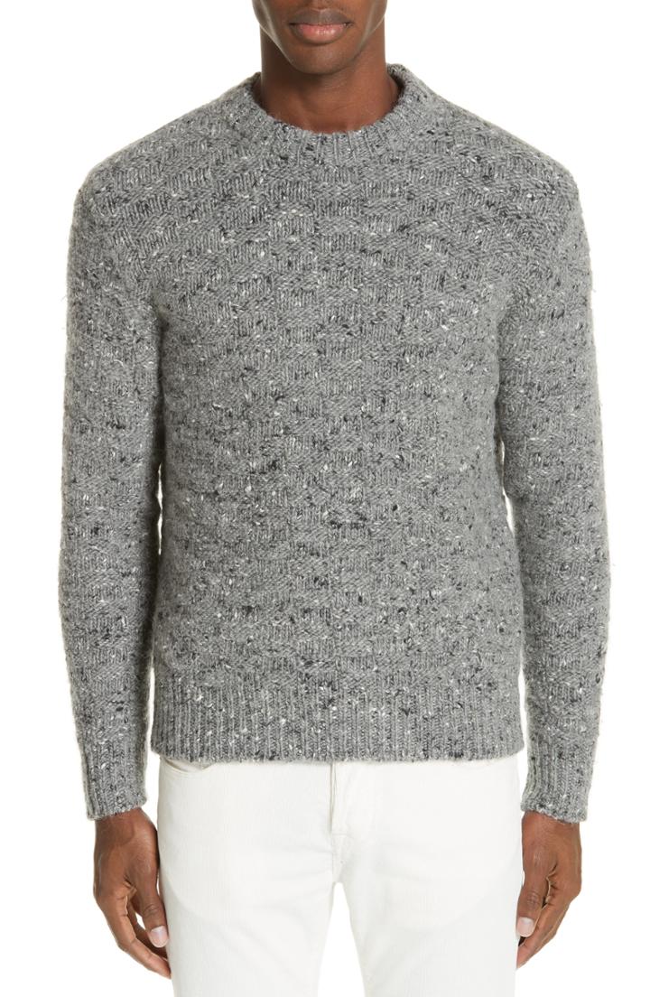 Men's Eleventy Wool Blend Crewneck Sweater - Grey