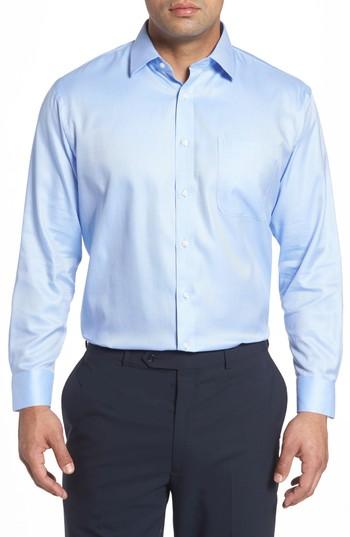 Men's Nordstrom Men's Shop Traditional Fit Solid Dress Shirt - 32/33 - Blue