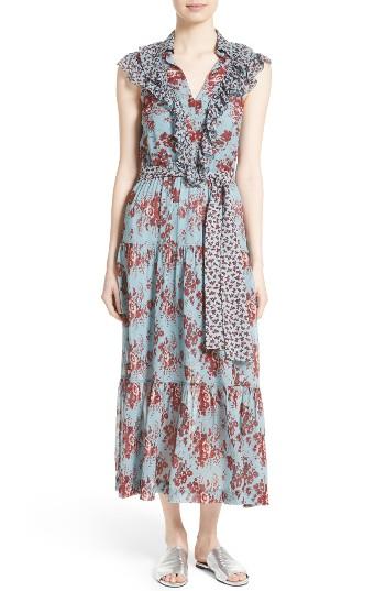 Women's Robert Rodriguez Ruffle Print Silk Dress