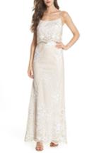 Women's Adrianna Papell Sequin Popover Mermaid Gown - White